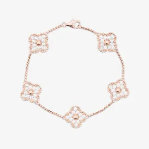 Four Leaf Rose Gold Moissanite Motif Bracelet