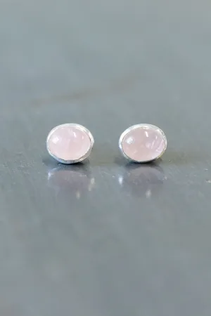 *062019 Rose Quartz Oval Stud Earrings