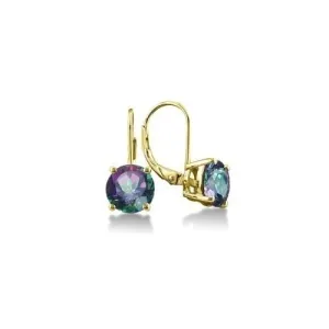 0.75 Carat CZ Mystic Topaz Leverback Earrings sterling Silver Gold Tone