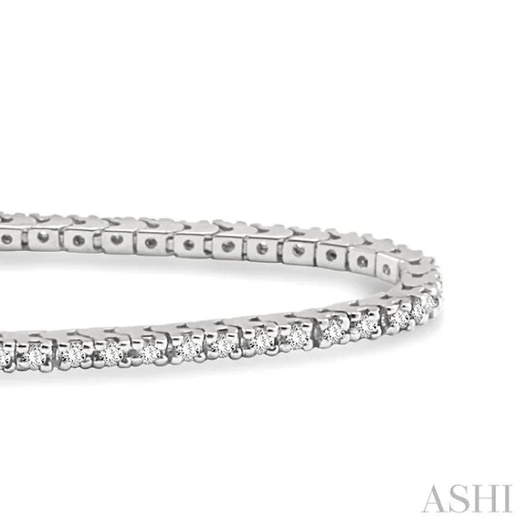 1 Ctw Round Cut Diamond Square Shape Tennis Bracelet in 14K White Gold