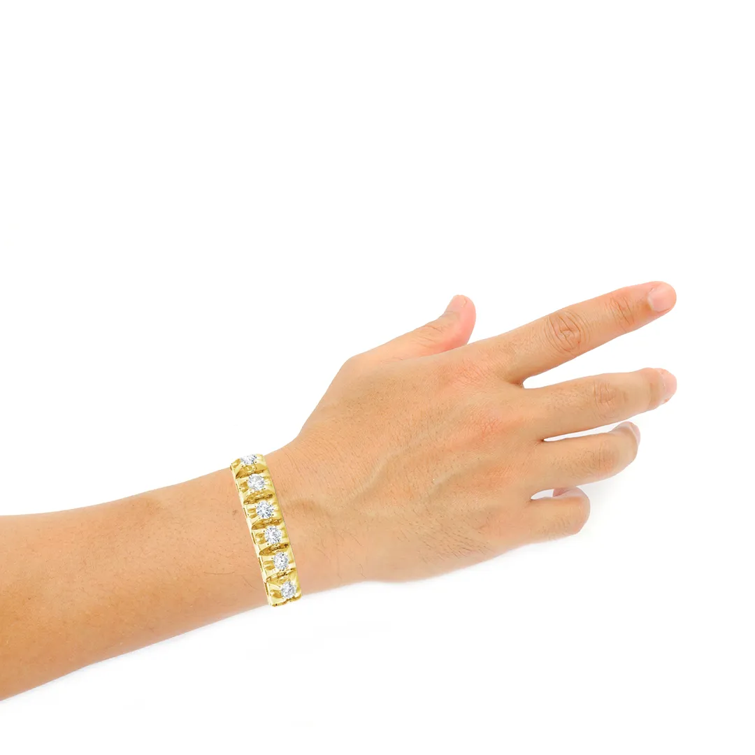 10K Solid Yellow Gold 4.93 CTW Round Cut Diamond Tennis Bracelet