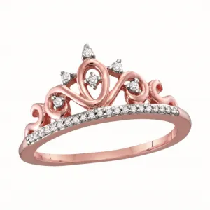 1/10 CTW Diamond Tiara Crown Ring in 10KT Rose Gold