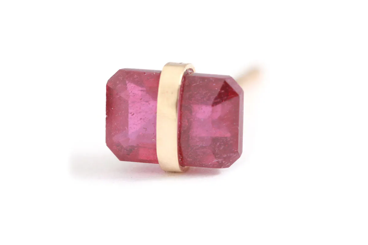 14k Bezel Rhodolite Garnet Stud SINGLE