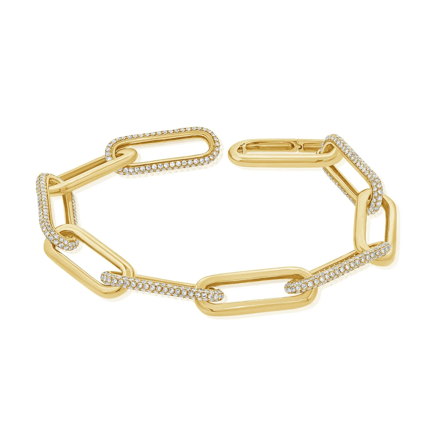 14k Gold & Diamond Paperclip Link Bracelet - 2.42ct