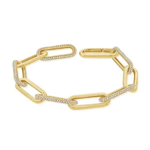 14k Gold & Diamond Paperclip Link Bracelet - 2.42ct