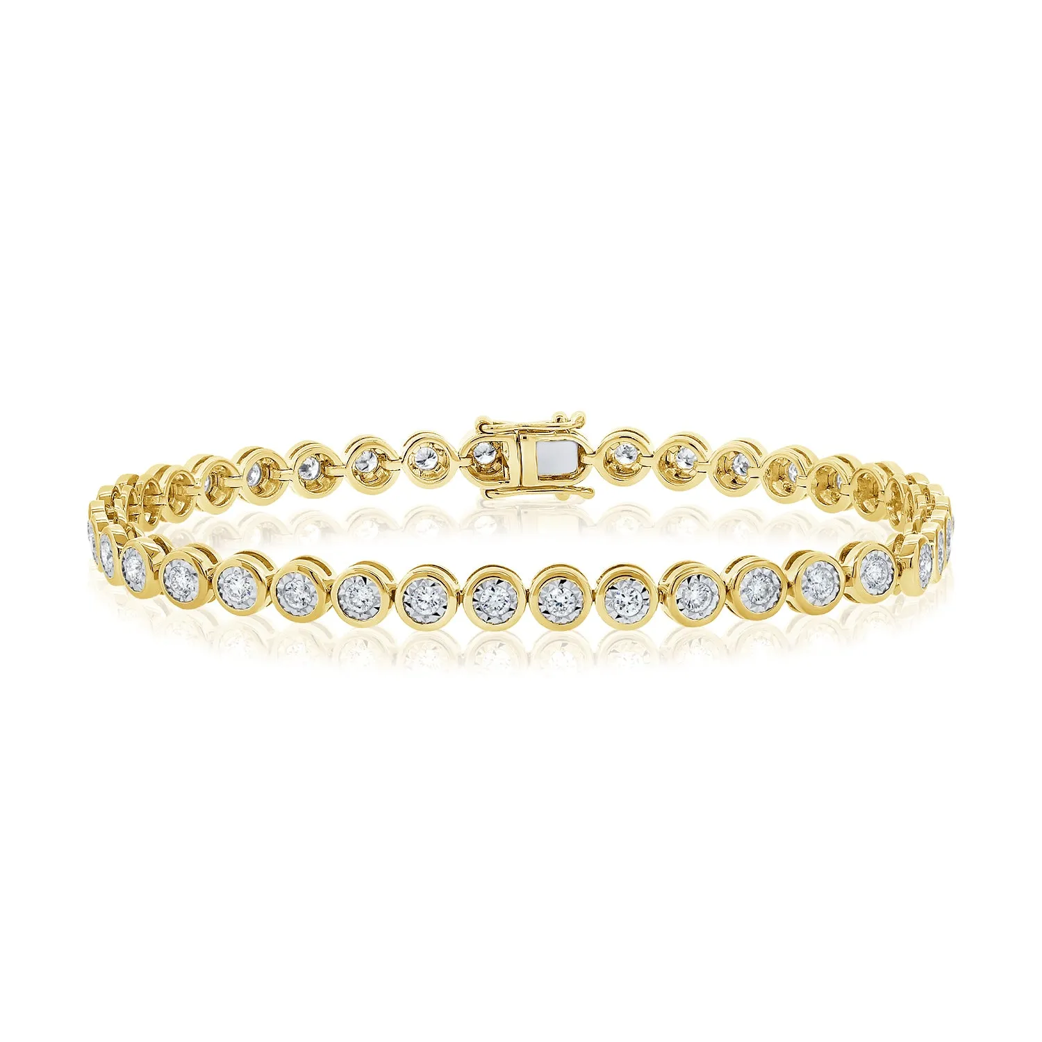 14k Gold Bezel Diamond Tennis Bracelet - 1.79ct