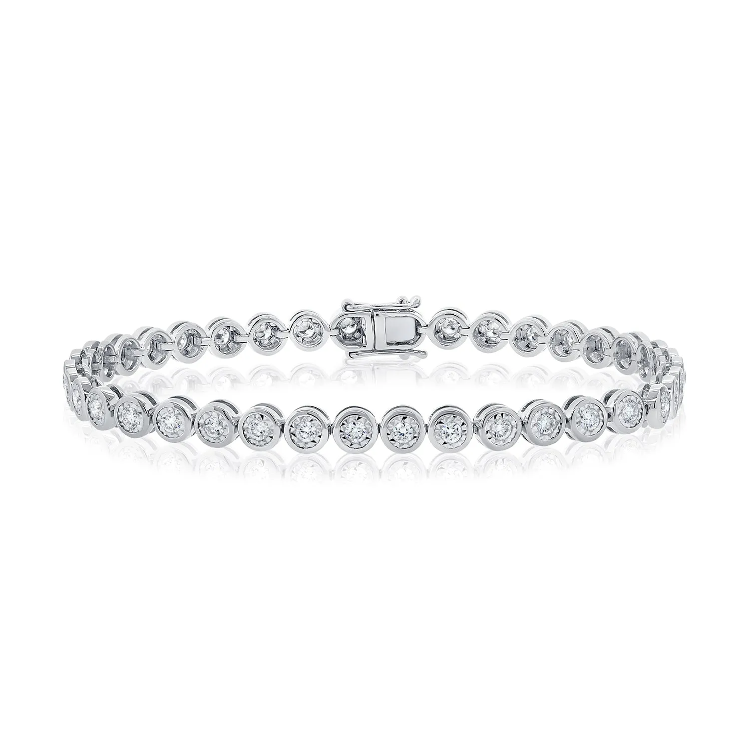 14k Gold Bezel Diamond Tennis Bracelet - 1.79ct