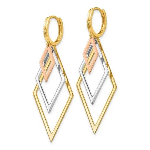 14k Tri Color Gold Earrings