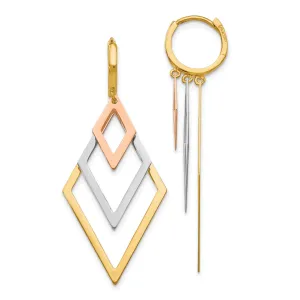 14k Tri Color Gold Earrings