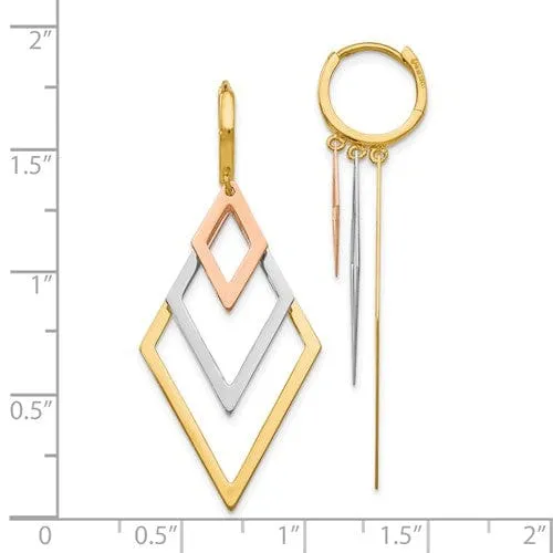 14k Tri Color Gold Earrings