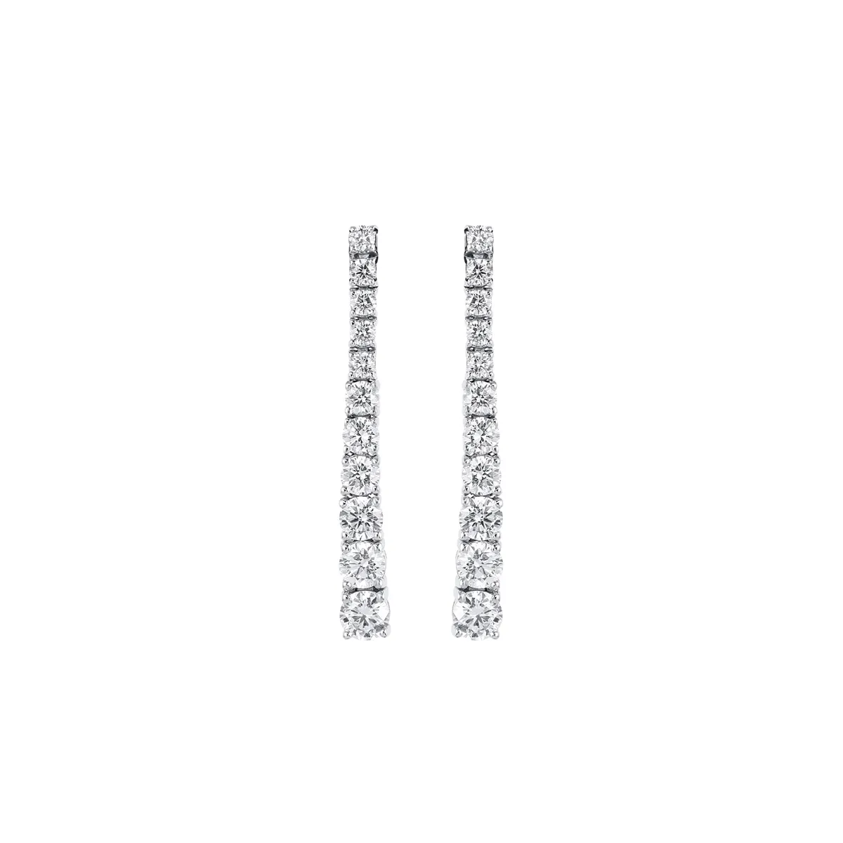 14K White Gold Gradual Diamond Dangle Earrings