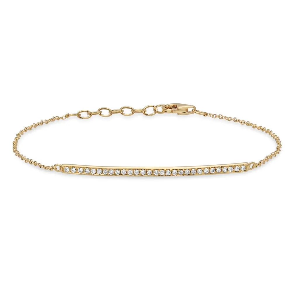 14K Yellow Gold Diamond Bar Bracelet