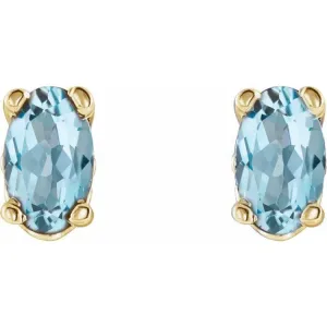 14K Yellow Natural Sky Blue Topaz Earrings