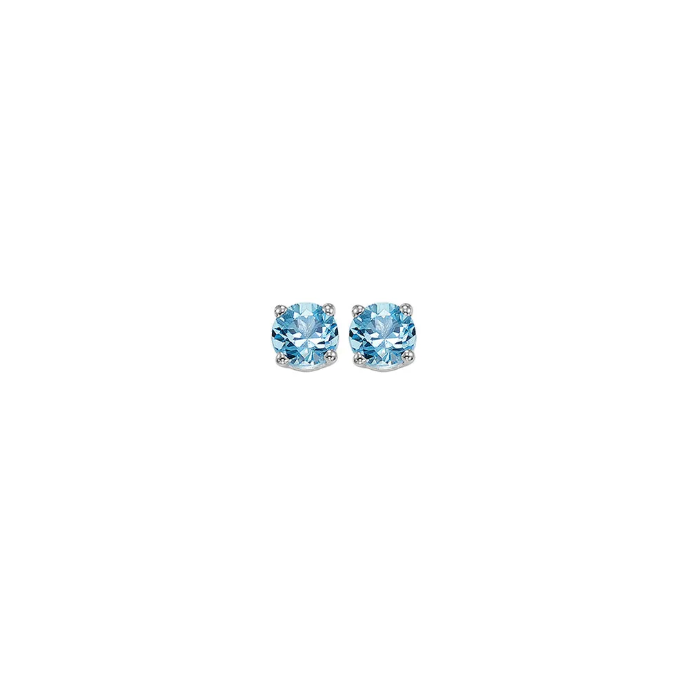 14Kt White Gold Blue Topaz 1/4Ctw Earring