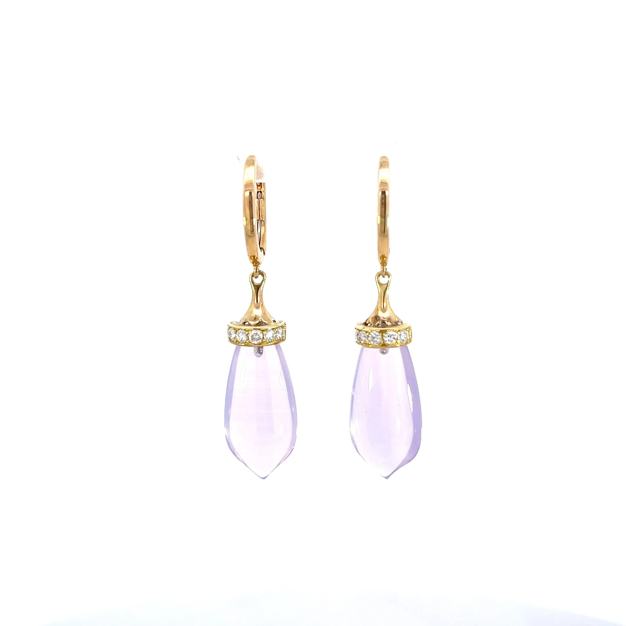 14KY Lavender Moon Quartz Earrings