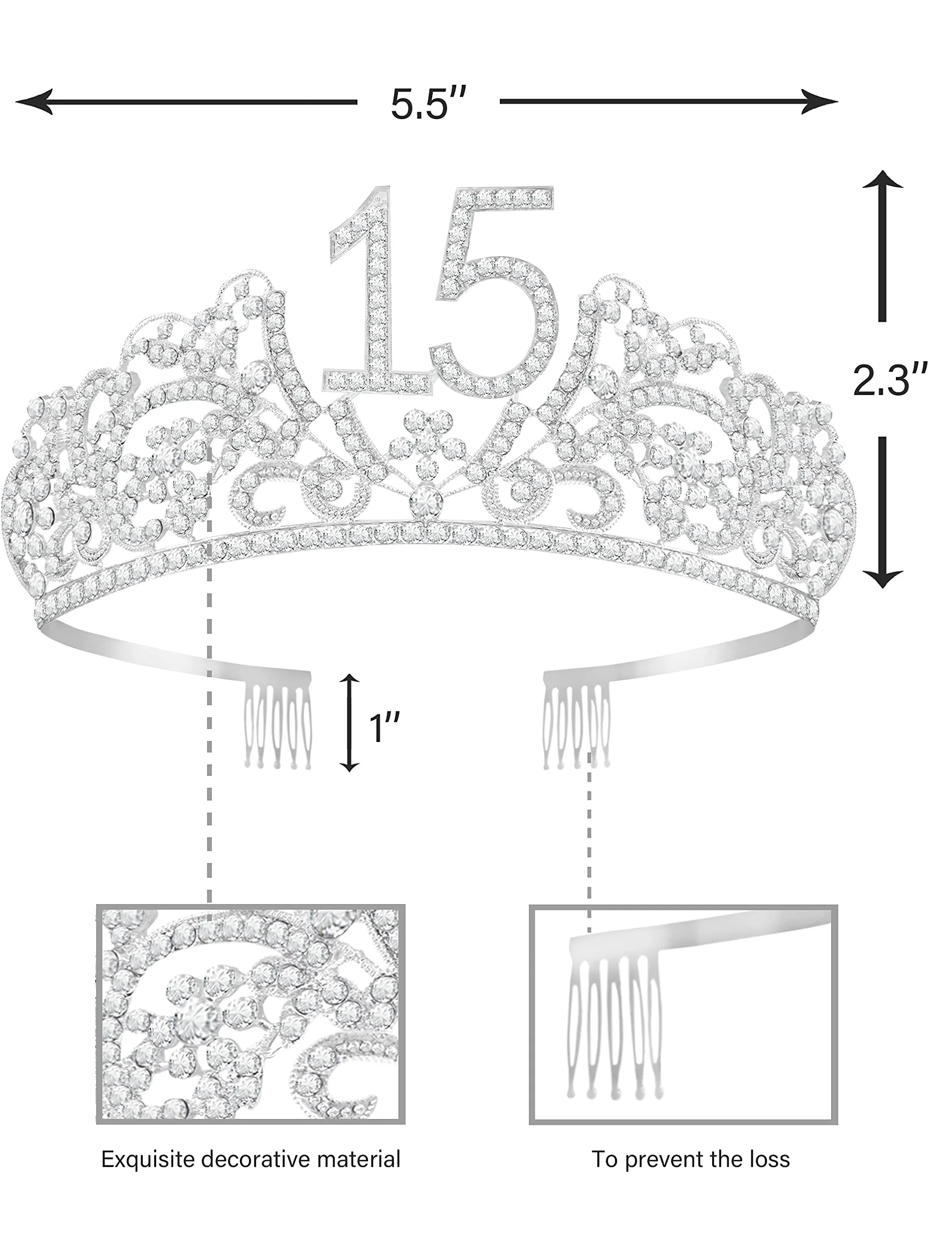 15th Birthday Decorations for Girls,15th Birthday Tiara,15th Birthday Party Supplies