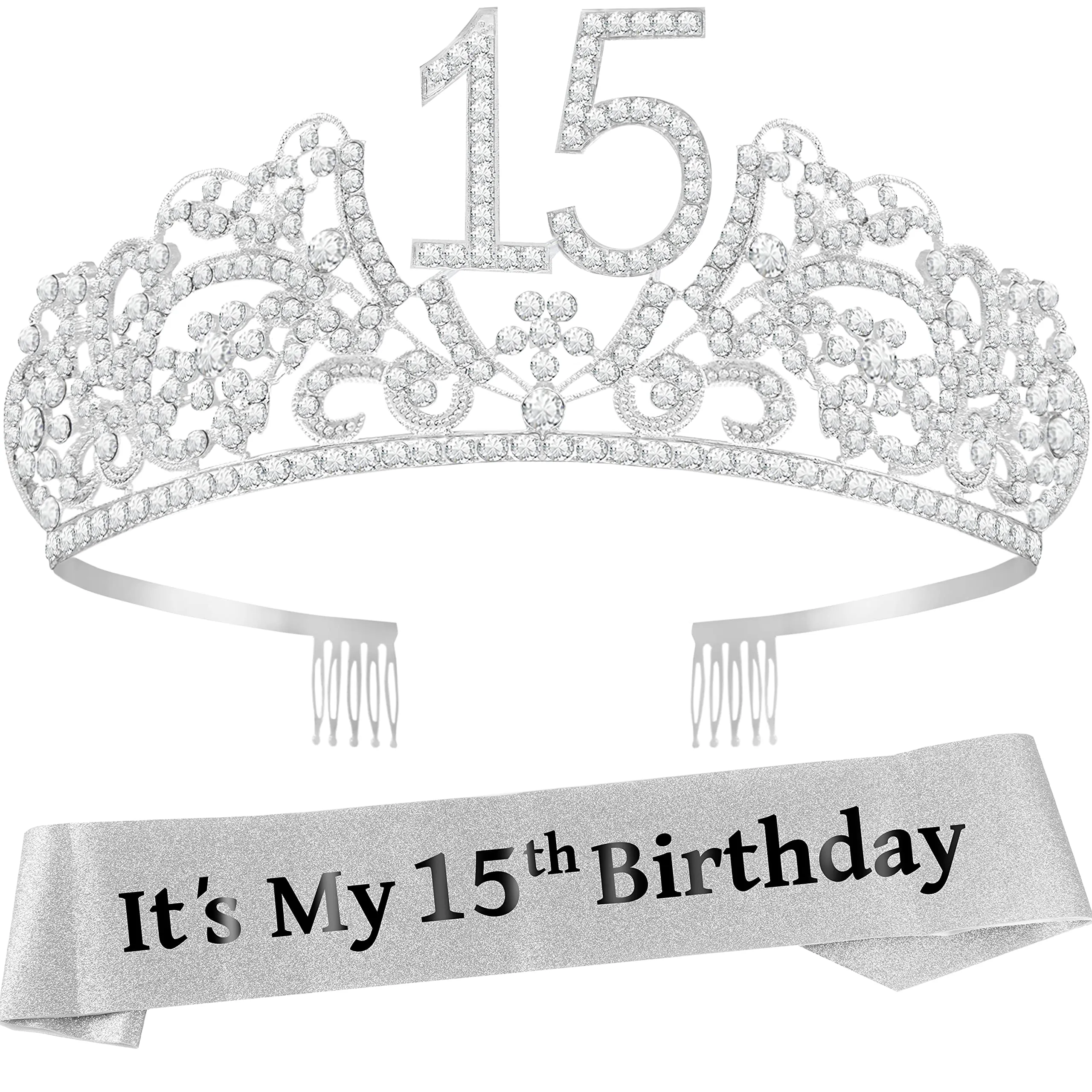 15th Birthday Decorations for Girls,15th Birthday Tiara,15th Birthday Party Supplies