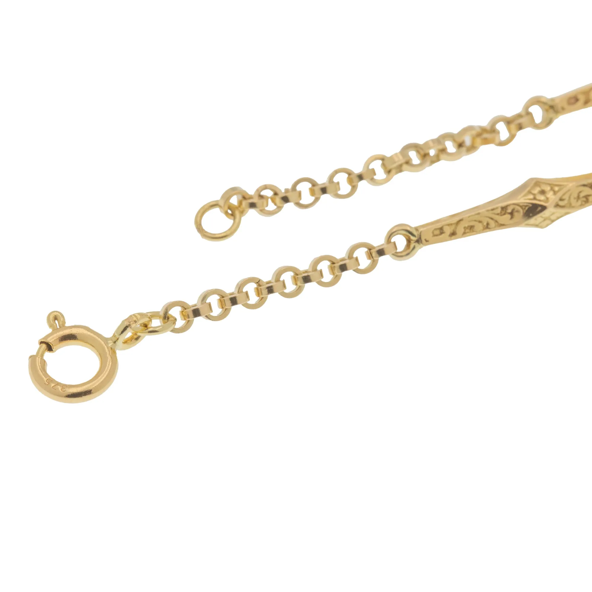 17.5" Antique 9ct Gold Fancy Engraved Link Chain