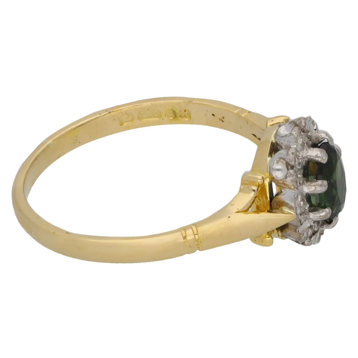 18ct Gold 0.04ct Diamond & Tourmaline Dress/Cocktail Ring Size O