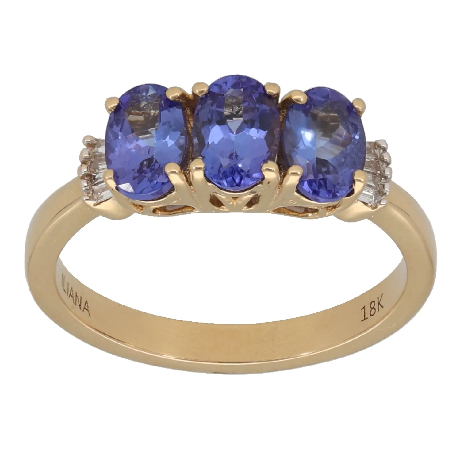 18ct Gold Tanzanite & 0.04ct Diamond Dress/Cocktail Ring Size M