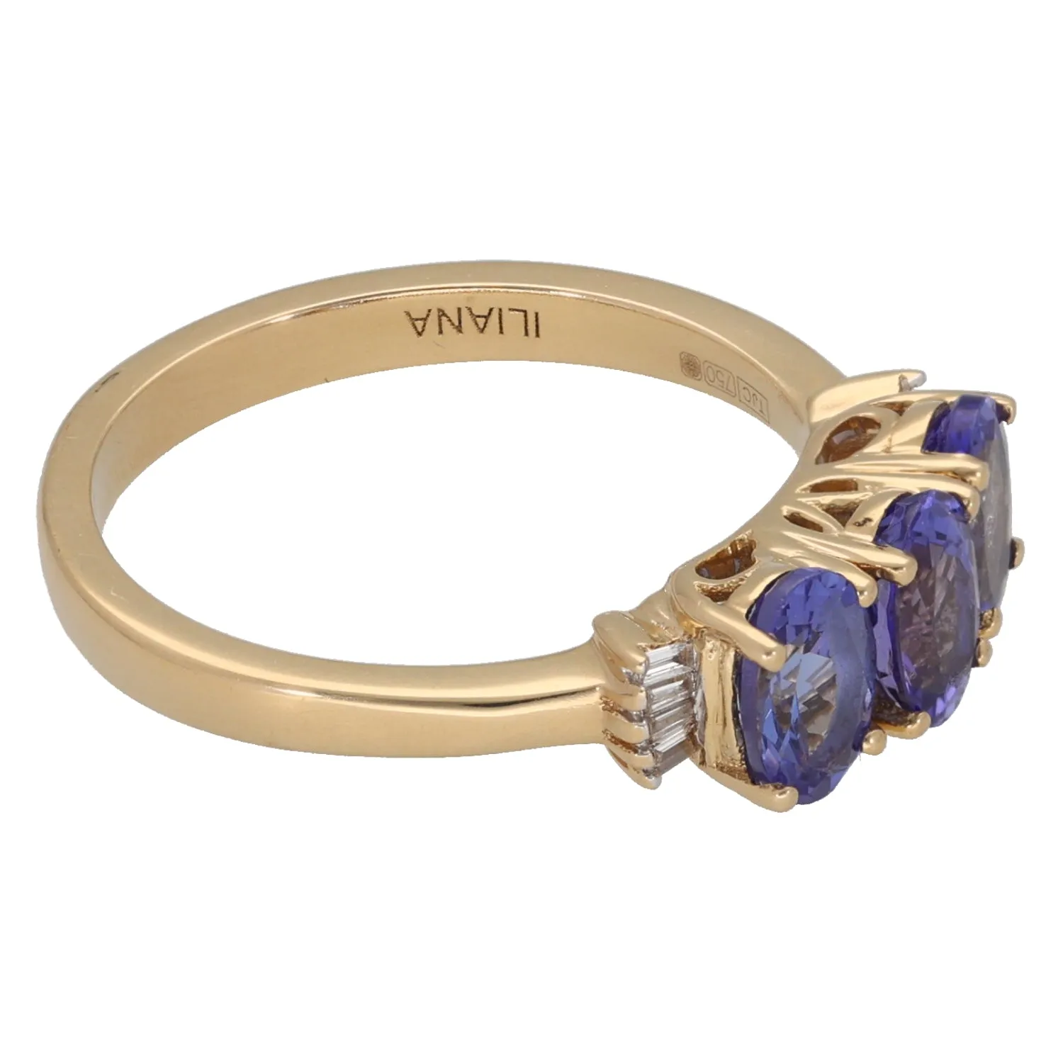 18ct Gold Tanzanite & 0.04ct Diamond Dress/Cocktail Ring Size M