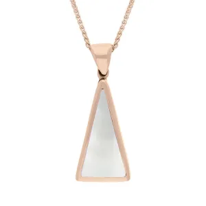 18ct Rose Gold Whitby Jet Mother Of Pearl Double Sided Triangular Fob Necklace