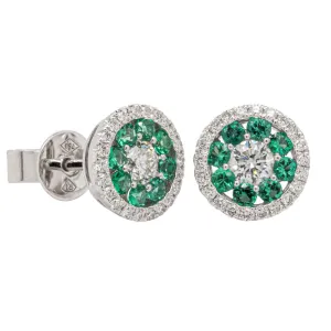 18ct White Gold .36ct Emerald & Diamond Earrings