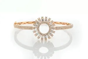 18k Rose Gold Baguette Diamond Bangle Bracelet