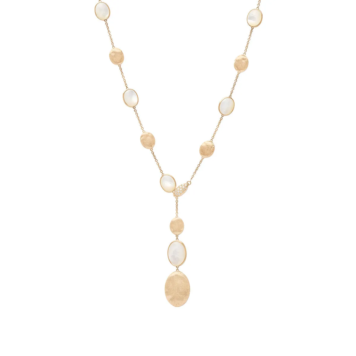 18K Yellow Gold Mother of Pearl Lariat Necklace