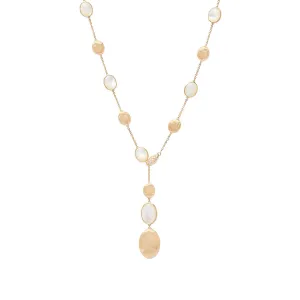 18K Yellow Gold Mother of Pearl Lariat Necklace