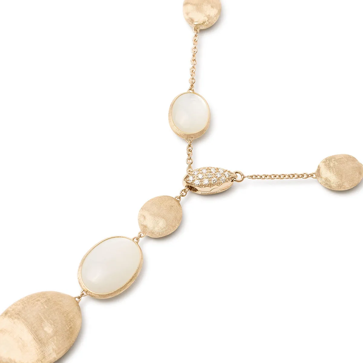 18K Yellow Gold Mother of Pearl Lariat Necklace