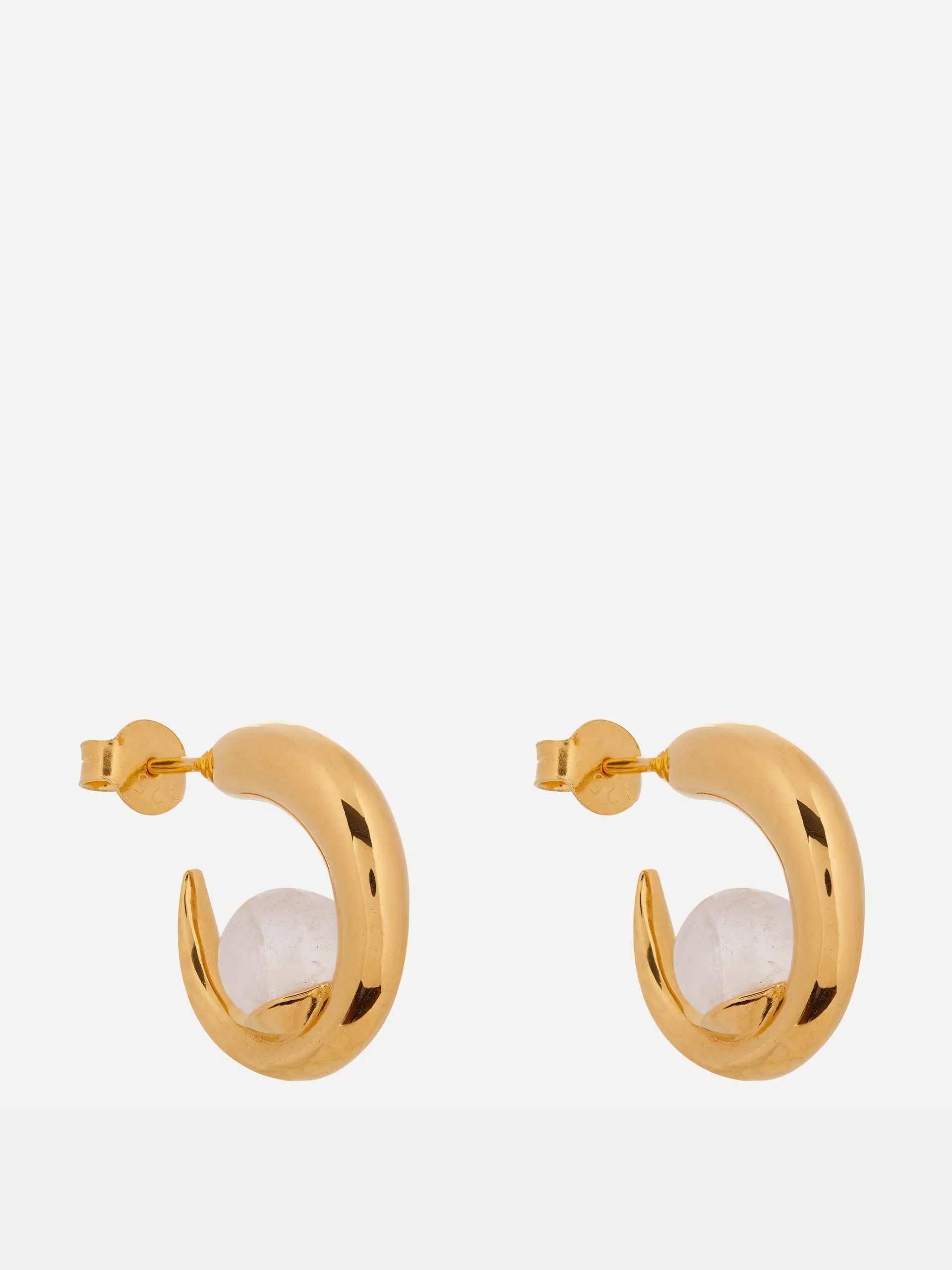 18kt gold-vermeil and rose quartz hoops