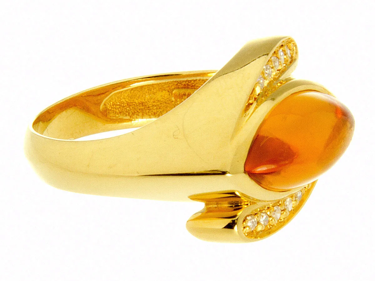 1970s 18K Citrine & Diamond Cocktail Ring