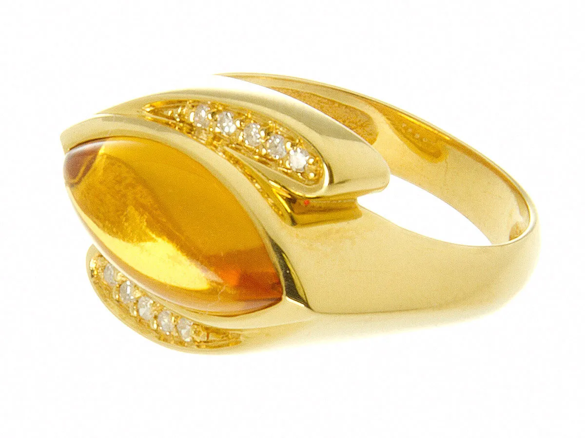 1970s 18K Citrine & Diamond Cocktail Ring