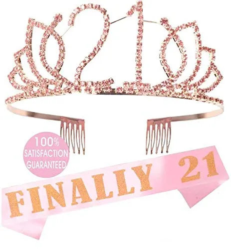 21st Birthday, Finally 21 Birthday, 21st Birthday Gifts for Her, 21 Tiara Pink, 21st