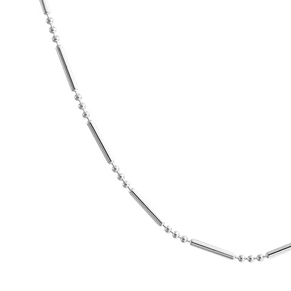 2MM Sterling Silver Dot Dash Pallini Shot Bead Ball Chain Necklace 16-24 Inch