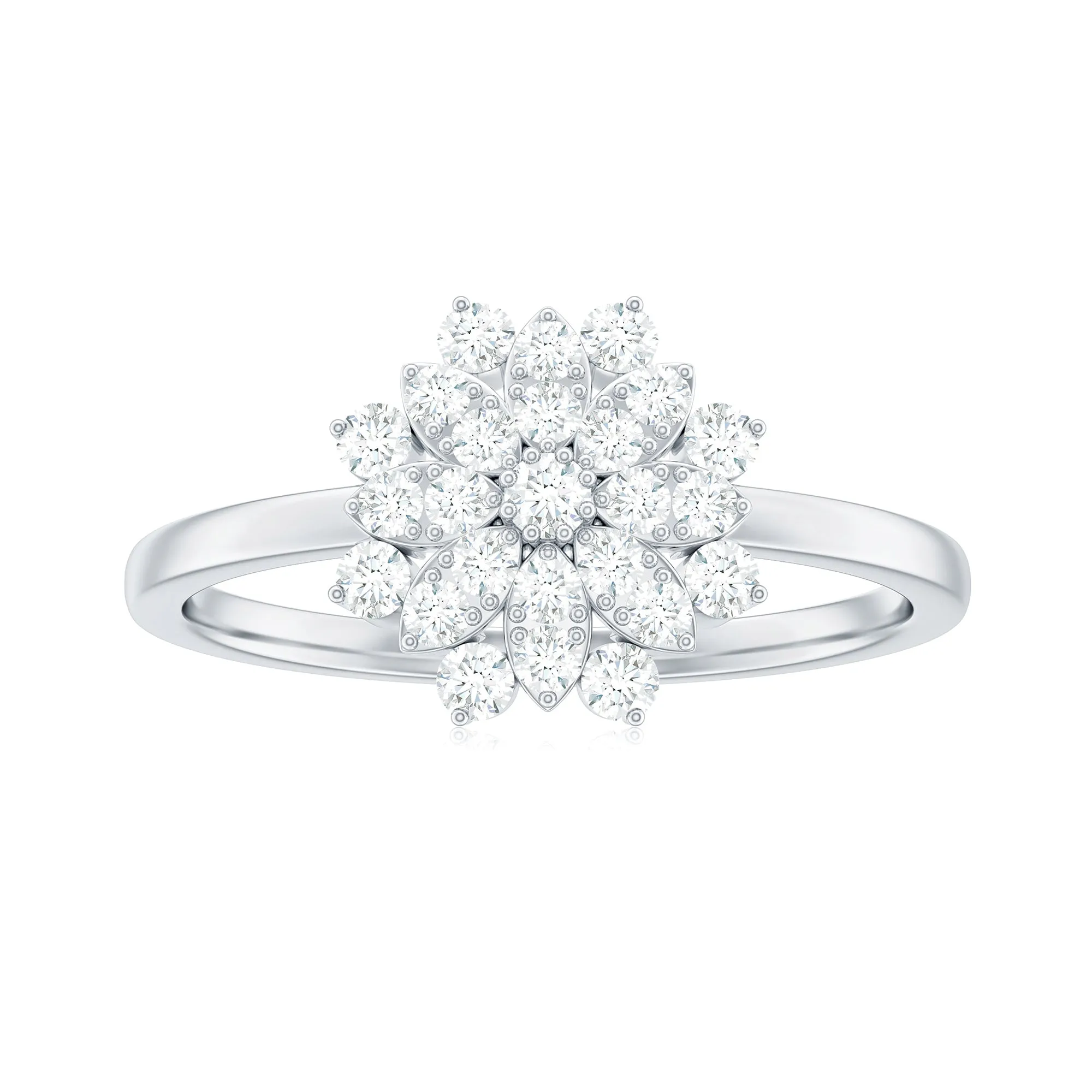 3/4 Carat Minimal Moissanite Cluster Flower Cocktail Ring