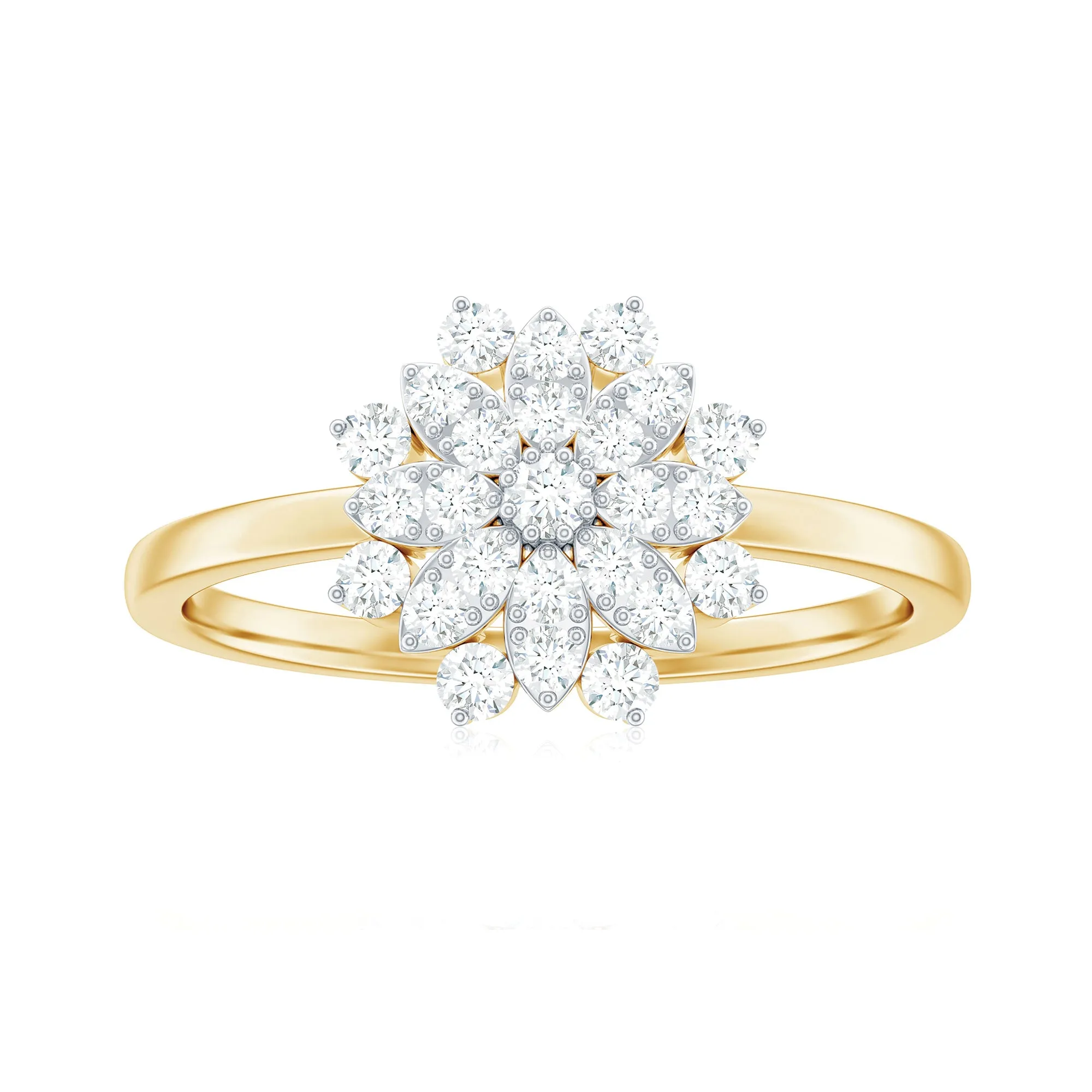 3/4 Carat Minimal Moissanite Cluster Flower Cocktail Ring