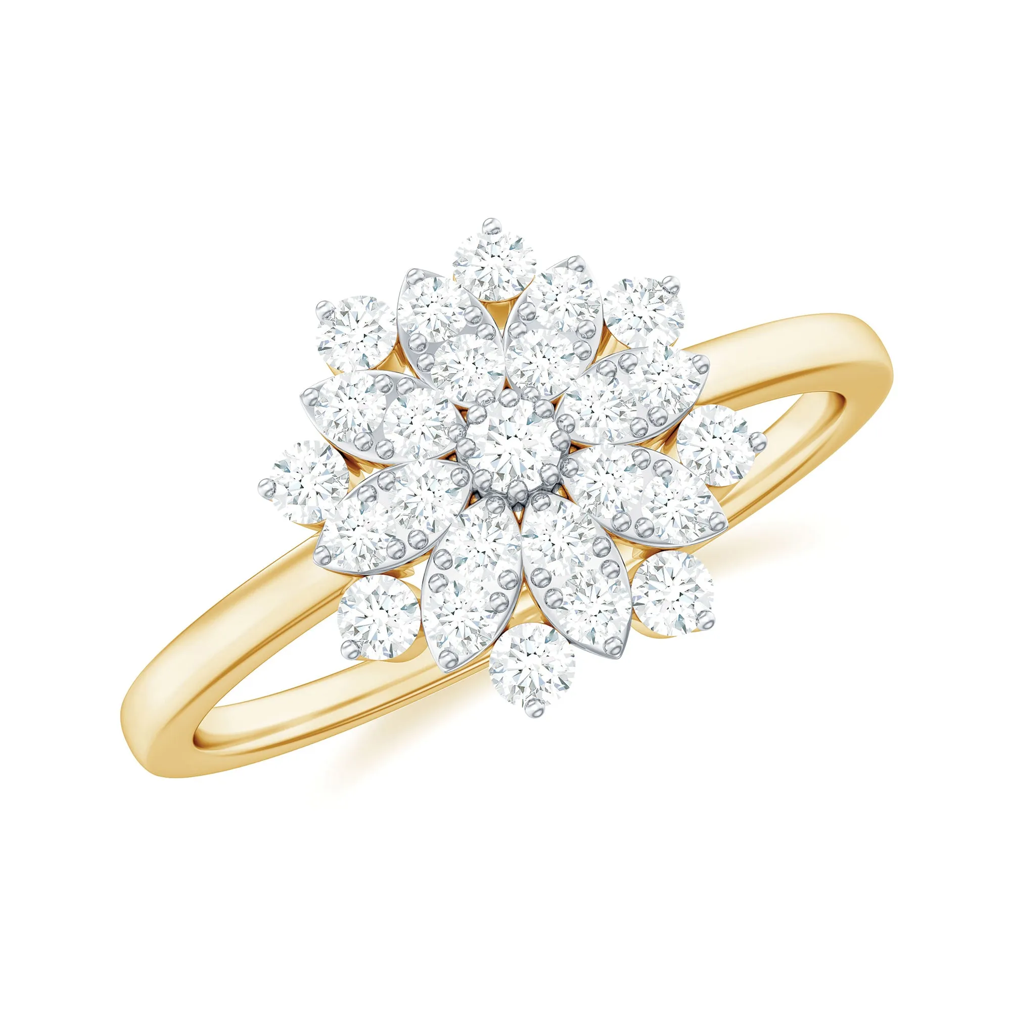 3/4 Carat Minimal Moissanite Cluster Flower Cocktail Ring