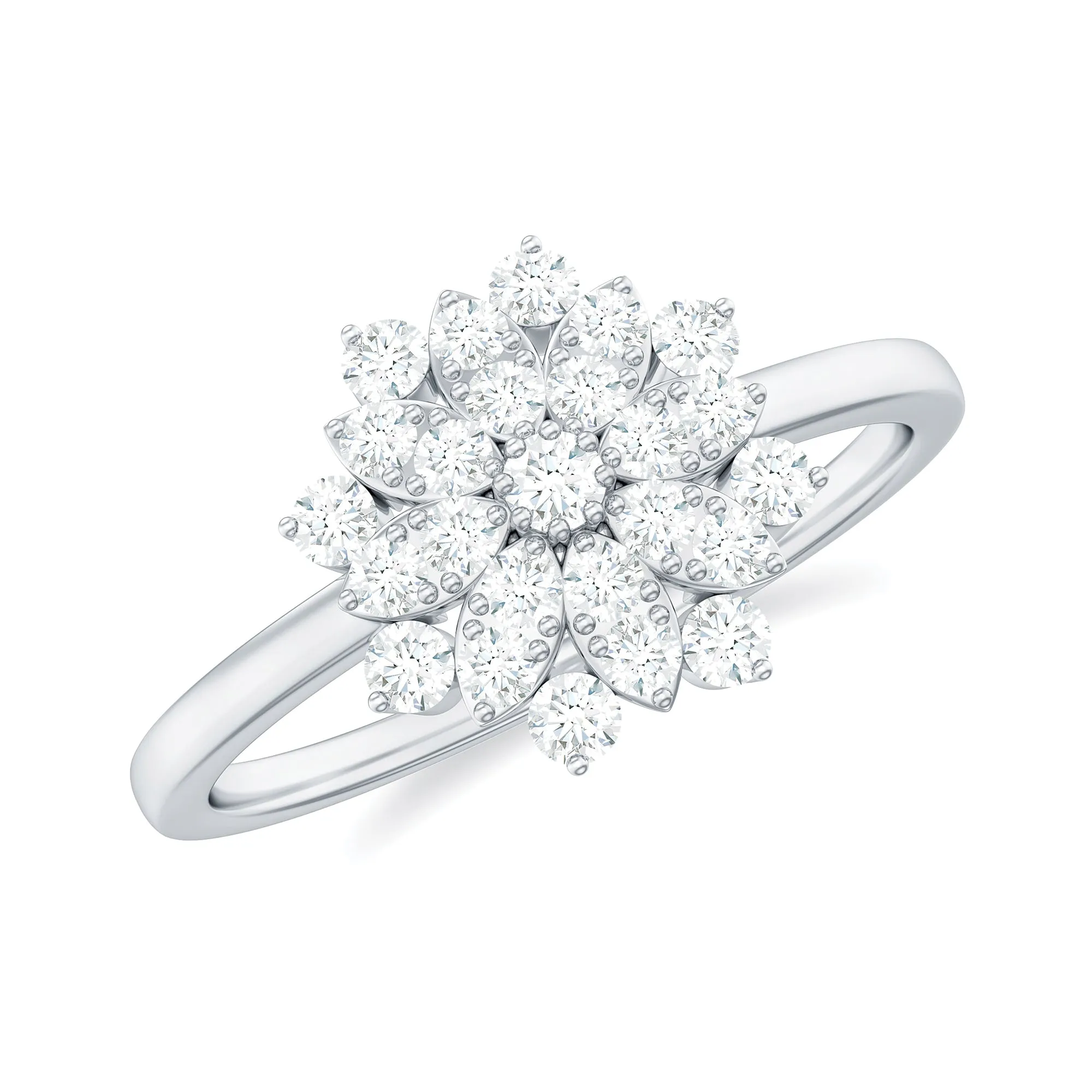 3/4 Carat Minimal Moissanite Cluster Flower Cocktail Ring