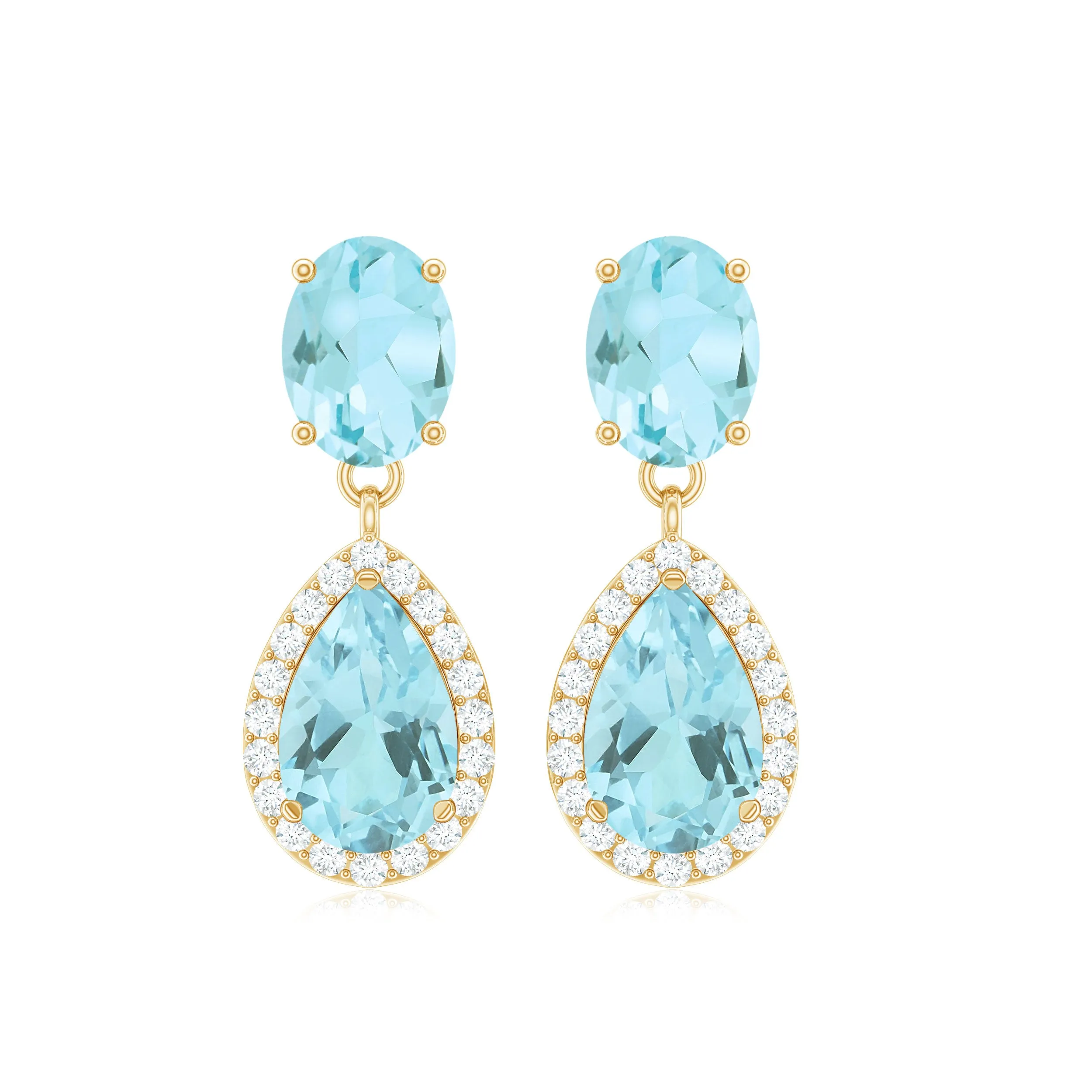 3.75 CT Sky Blue Topaz and Diamond Dangle Drop Earrings