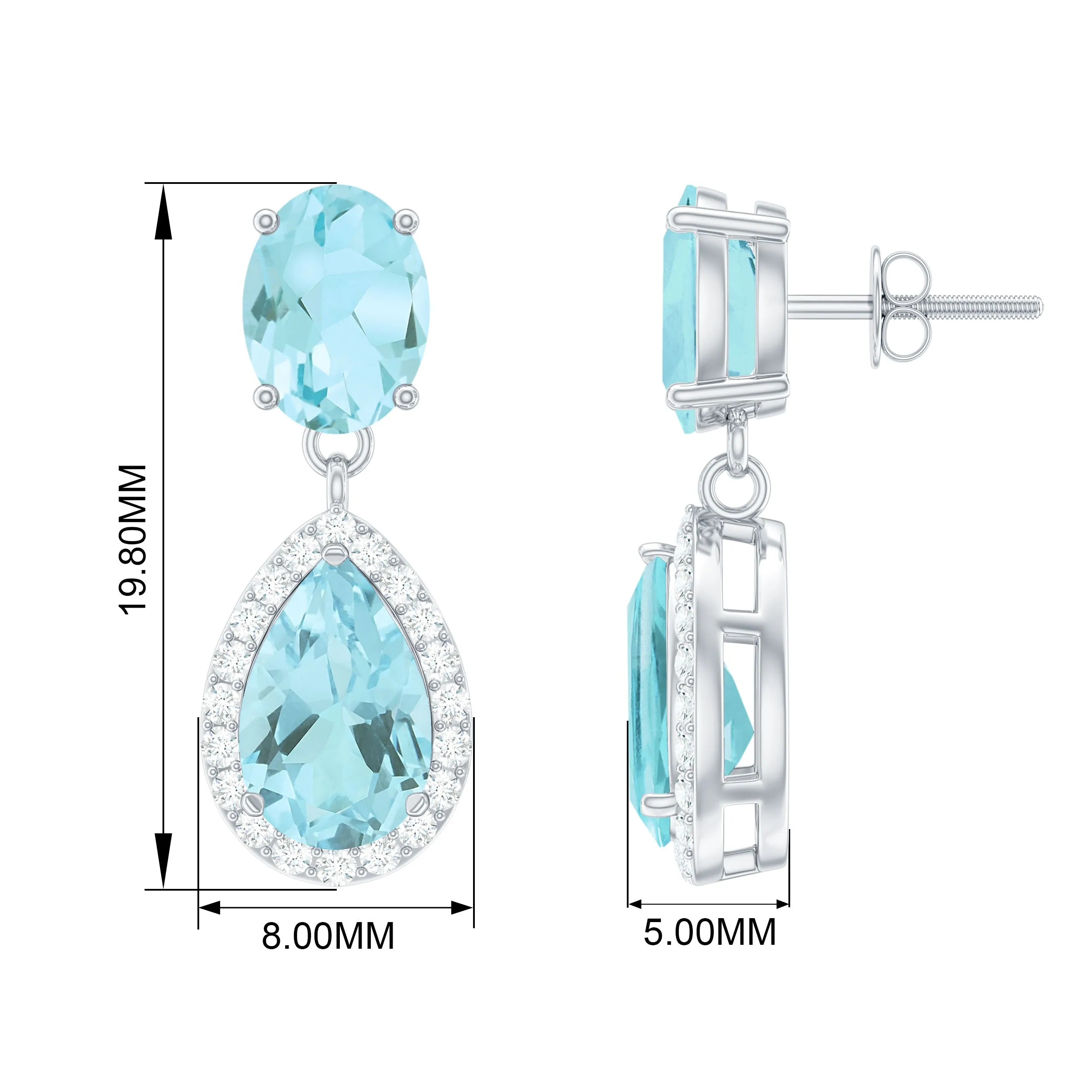 3.75 CT Sky Blue Topaz and Diamond Dangle Drop Earrings