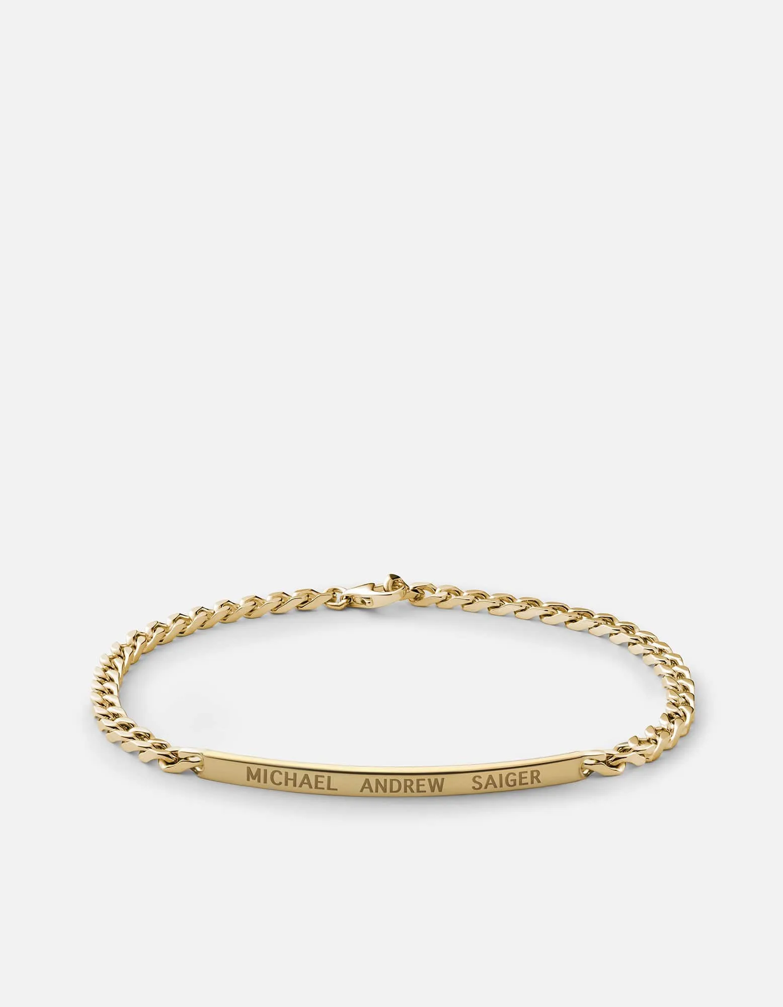 3mm ID Chain Bracelet, Gold