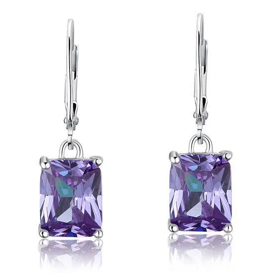 4 Carat Purple Created Sapphire 925 Sterling Silver Dangle Earrings MXFE8037