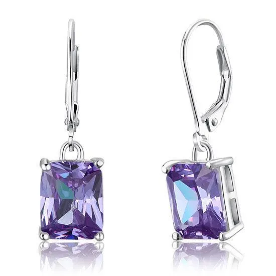 4 Carat Purple Created Sapphire 925 Sterling Silver Dangle Earrings MXFE8037