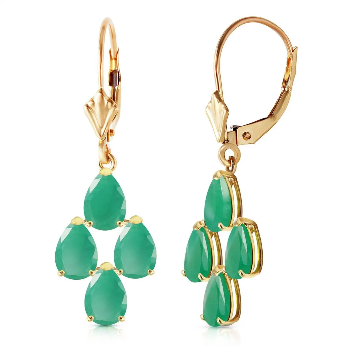 4.5 Carat 14K Solid Yellow Gold Evergreen Emerald Earrings