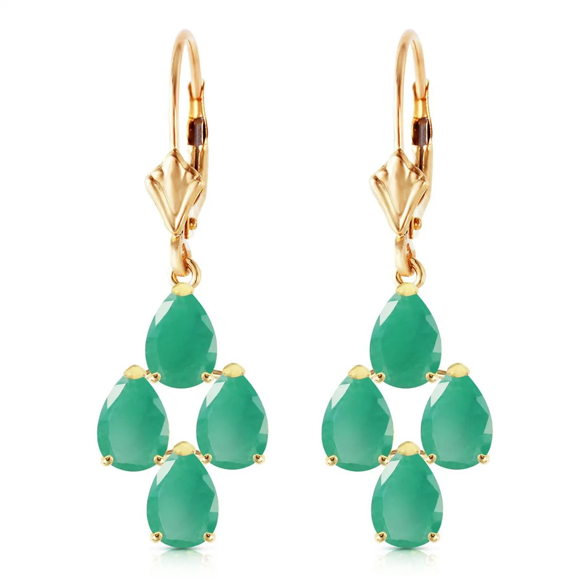 4.5 Carat 14K Solid Yellow Gold Evergreen Emerald Earrings