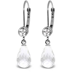 4.53 Carat 14K Solid White Gold Leverback Earrings Diamond White Topaz