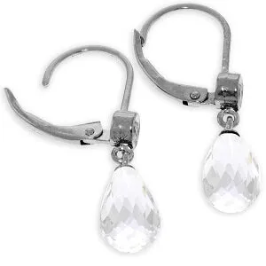 4.53 Carat 14K Solid White Gold Leverback Earrings Diamond White Topaz