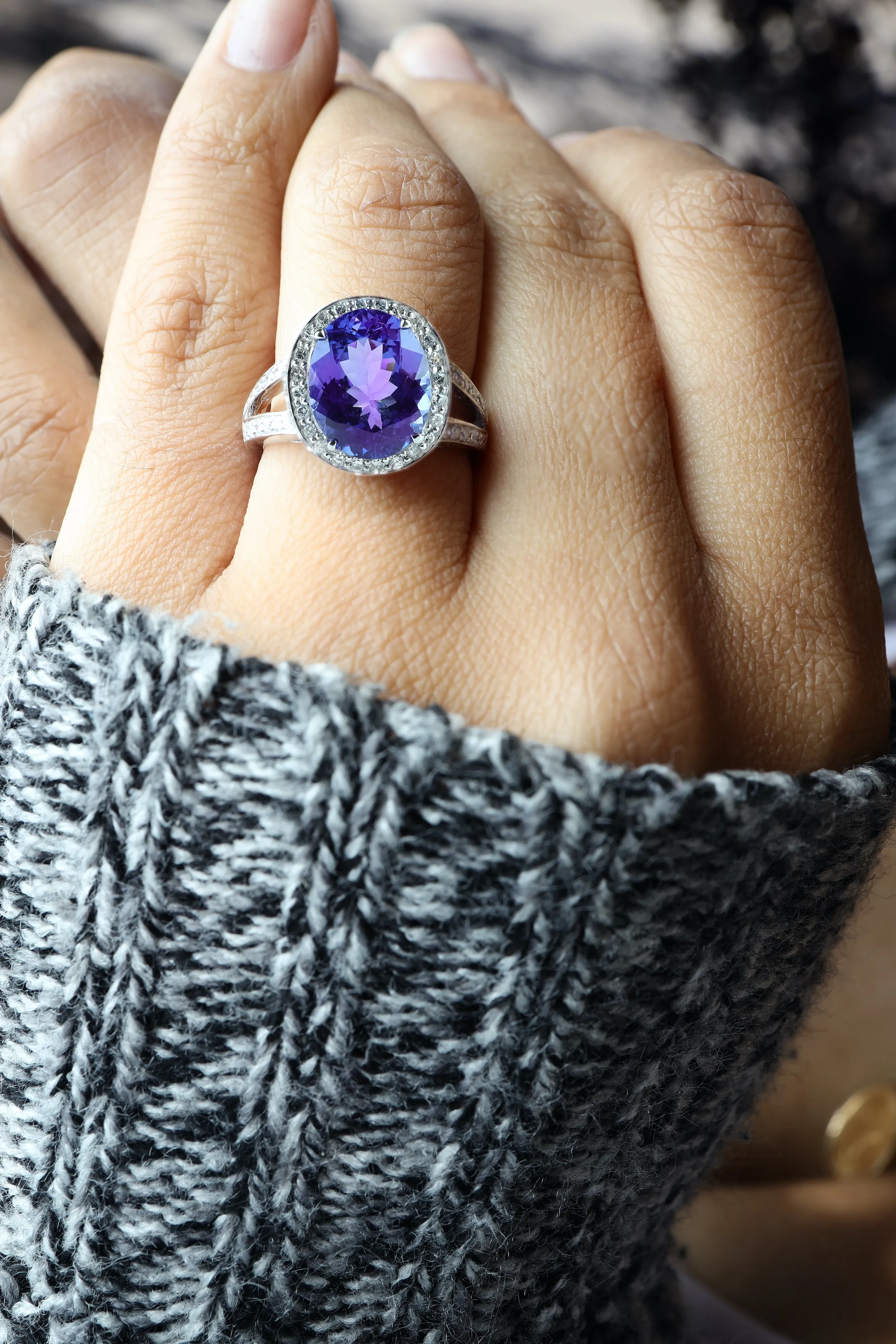 5 1/3 ct Tanzanite and Diamond Ring